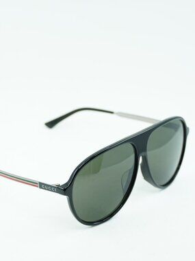 Gucci GG0829SA 001 Men Aviator Sunglasses - Black / Grey
